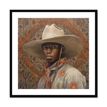 Titus - Gay Black Dandy Cowboy Art Print, Framed Portrait Black Man Cowboy Hat