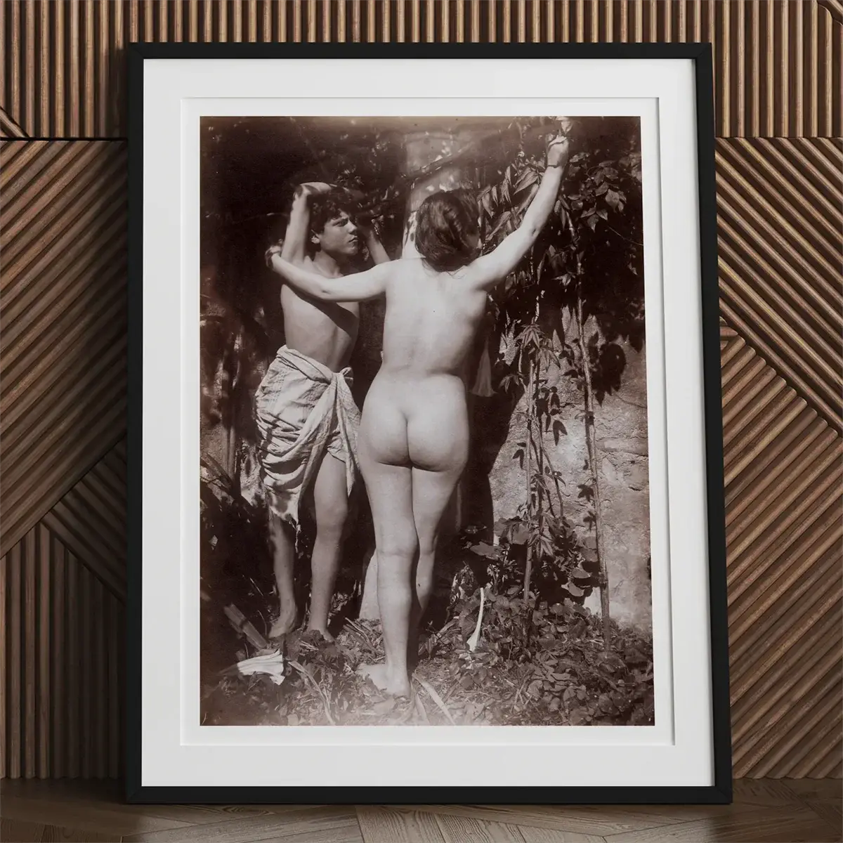 Framed vintage nude photograph of young men by Wilhelm von Gloeden in Sicilian style