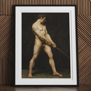 Study of a Nude Man - Follower Pierre Narcisse Guerin Art Print, Framed Painting Nude Male Figure Sword Classical Pose