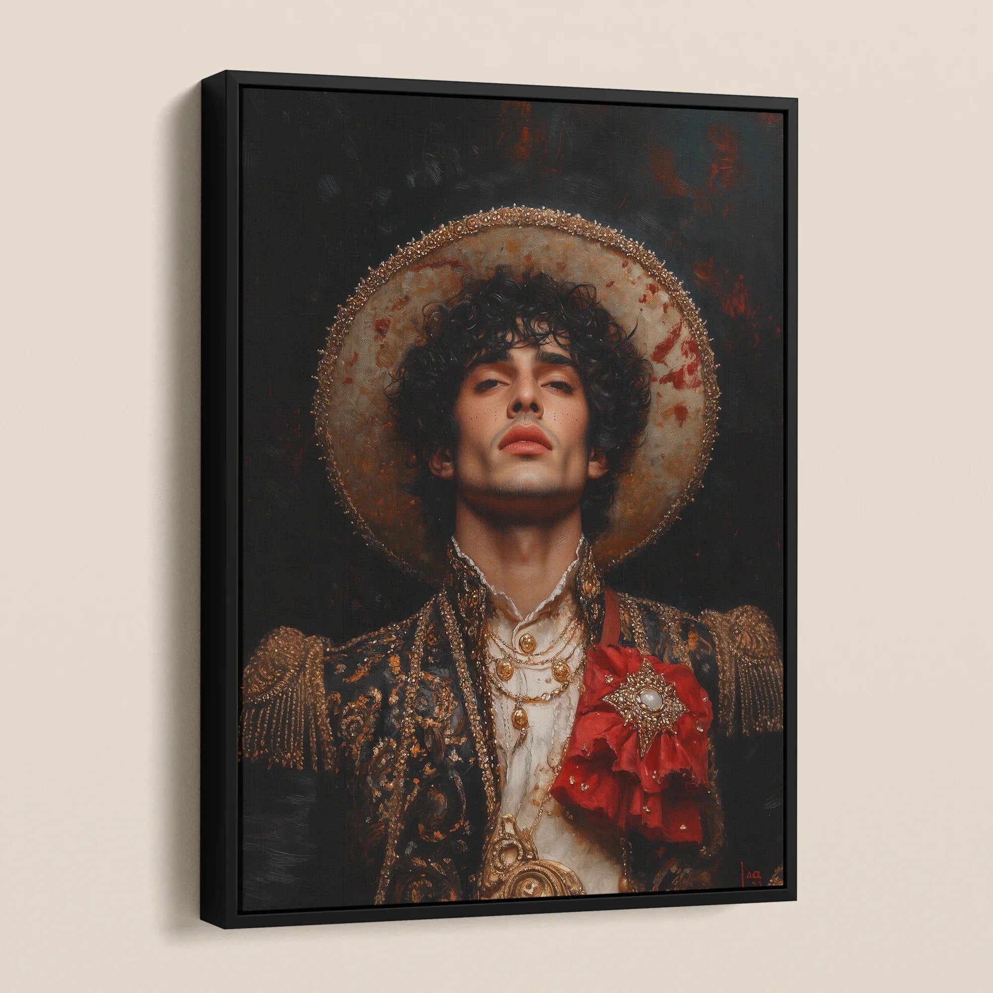 Victor - Gay Matador Art Framed Canvas, Framed Portrait Regal Man