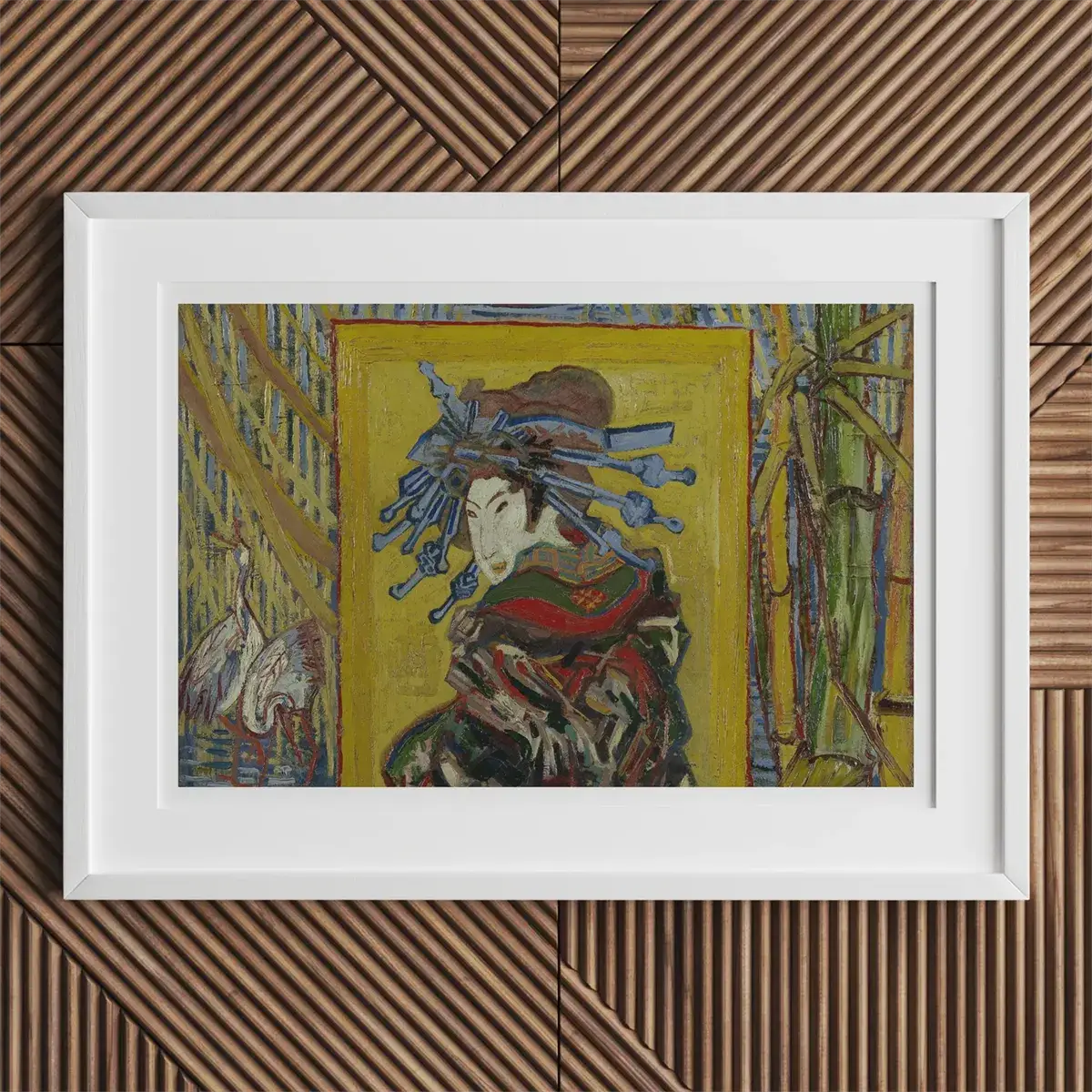 Framed painting of a geisha by Kamisaka Sekka in rinpa school style from Tawaraya Sōtatsu
