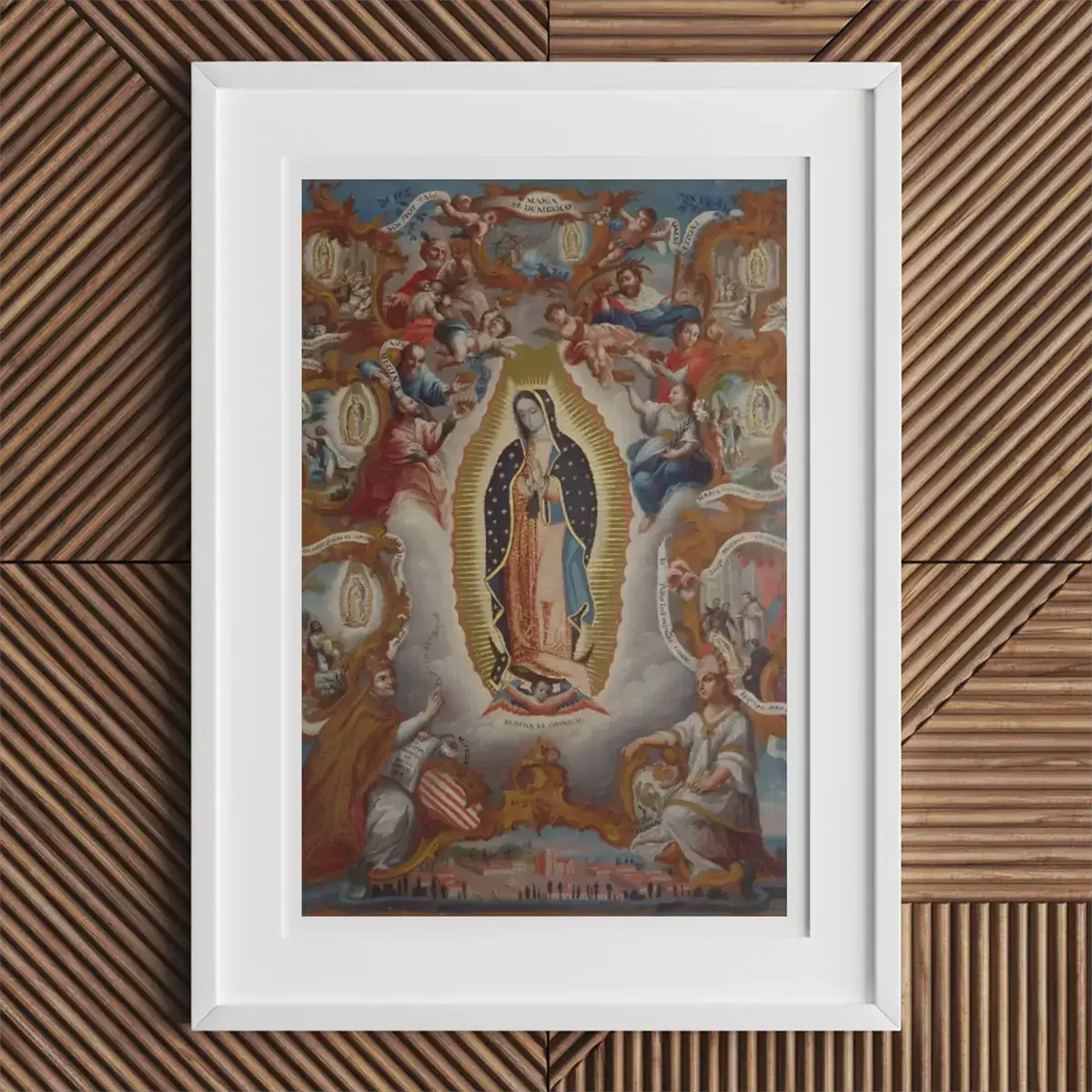 Framed religious painting showcasing Spanish Baroque art in London Baroque style