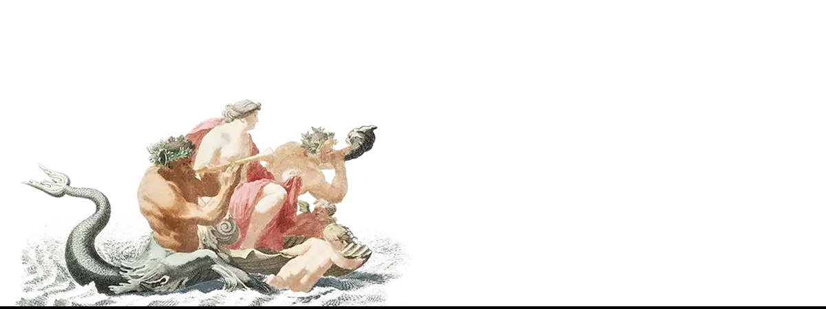 Mythological sea creature with figures from Barons von Gloeden Sicilian Mythography