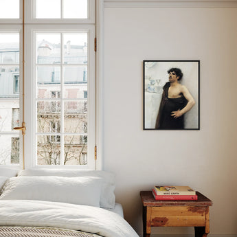 Young Man in Reverie - John Singer Sargent Framed Canvas, Framed Portrait Person Black Sleeveless Light Background