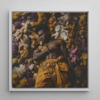 Zonked - Lowbrow Queer Black Punk Framed Canvas, 12x12’’ / 31x31cm / White Floating Frame, Framed Album Cover Art