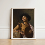 A Bischari Warrior - Jean-leon Gerome Art Print / Canvas Framed Portrait Man Afro White Cloth Draped Shoulder, école Des Beaux-arts,