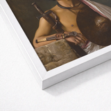 A Bischari Warrior - Jean-leon Gerome Art Print / Canvas White-framed Classical Painting Muscular Shirtless, école Des Beaux-arts,