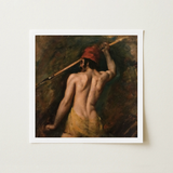 A Greek Slave - William Etty Art Print / Canvas Square-framed Reproduction Classical Oil Painting Muscular Man Profile Homoerotic, Prints