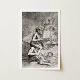 A Naked Witch Carried on the Shoulders of Monster - Francisco De Goya Art Print / Canvas Framed Black-and-white Dramatic Scene Figures Dark