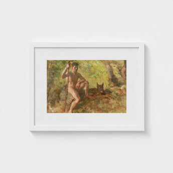 A Nude Male with Dog in Forest - Julius Paulsen Fine Art Print / Canvas, Paulsen’s Oils Burn, Feral Daylight Prints