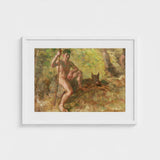 A Nude Male with Dog in Forest - Julius Paulsen Fine Art Print / Canvas, Paulsen’s Oils Burn, Feral Daylight Prints