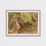 A Nude Male with Dog in Forest - Julius Paulsen Fine Art Print / Canvas, Paulsen’s Oils Burn, Feral Daylight Prints