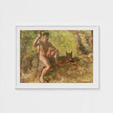 A Nude Male with Dog in Forest - Julius Paulsen Fine Art Print / Canvas, Paulsen’s Oils Burn, Feral Daylight Prints