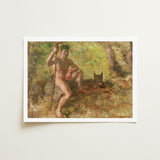 A Nude Male with Dog in Forest - Julius Paulsen Fine Art Print / Canvas, Paulsen’s Oils Burn, Feral Daylight Prints