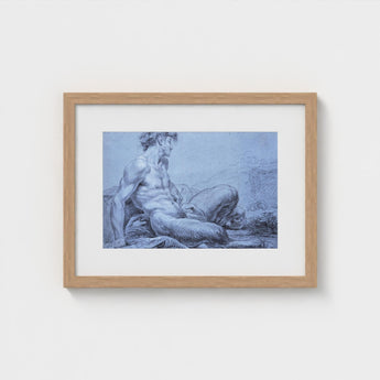 A Seated Faun - Jean Restout Ii (the Younger) Art Print / Canvas Taut Figure Emerges, Graphite Ether, Spectral Strata Prints