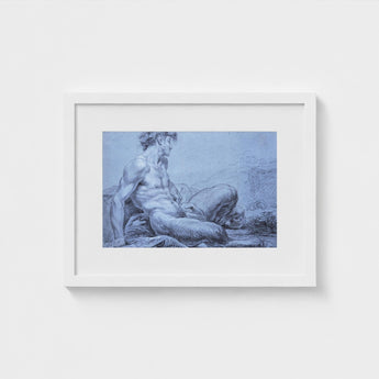 A Seated Faun - Jean Restout Ii (the Younger) Art Print / Canvas Taut Figure Emerges, Graphite Ether, Spectral Strata Prints