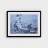 A Seated Faun - Jean Restout Ii (the Younger) Art Print / Canvas Taut Figure Emerges, Graphite Ether, Spectral Strata Prints