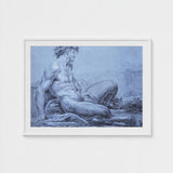 A Seated Faun - Jean Restout Ii (the Younger) Art Print / Canvas Taut Figure Emerges, Graphite Ether, Spectral Strata Prints