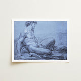 A Seated Faun - Jean Restout Ii (the Younger) Art Print / Canvas Taut Figure Emerges, Graphite Ether, Spectral Strata Prints