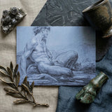 A Seated Faun - Jean Restout Ii (the Younger) Art Print / Canvas Taut Figure Emerges, Graphite Ether, Spectral Strata Prints
