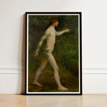 A Woodland Bather - Henry Scott Tuke Art Print / Canvas Black-framed Classical Nude Male Figure Green, Moves, Prints