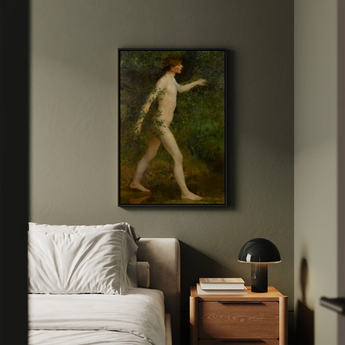A Woodland Bather - Henry Scott Tuke Art Print / Canvas Black-framed Classical Painting Nude Figure Foliage, Moves, Prints
