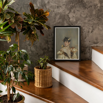 Aamon - Grand Marquis of Hell Art Print, 12x16’’ / 31x41cm / Unframed, Framed Portrait Woman Vintage Attire Wooden Surface Among