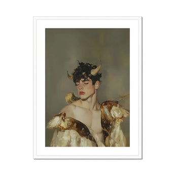 Aamon - Grand Marquis of Hell Art Print, Artistic Portrait Birds Perched Draped Fabric