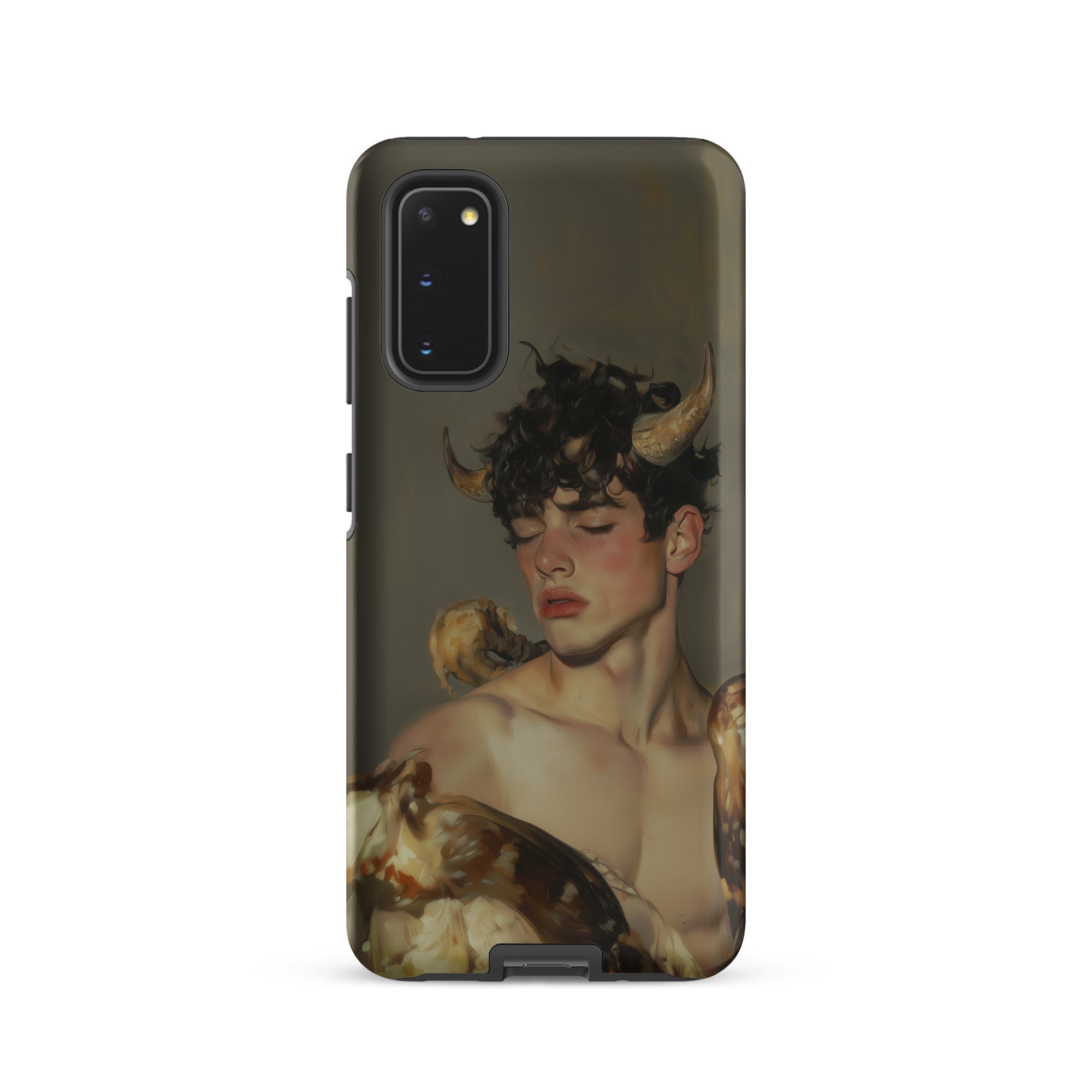 Aamon Grand Marquis of Hell Art Samsung Case, Galaxy S20 / Matte, Black Smartphone Case Fantasy Art Young Man Horns