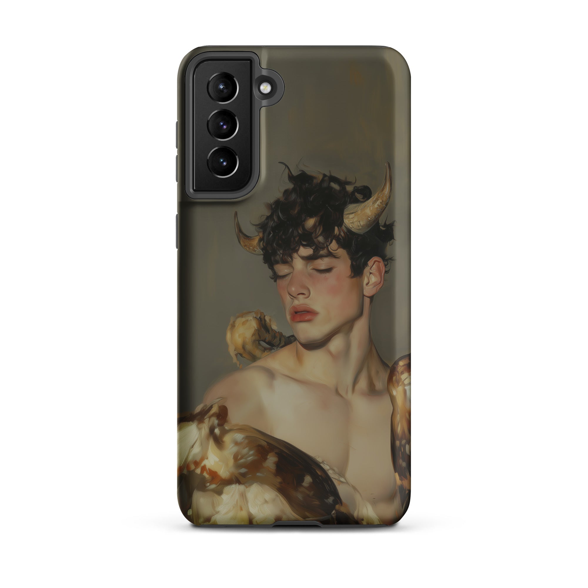 Aamon Grand Marquis of Hell Art Samsung Case, Galaxy S21 Plus / Matte, Black Smartphone Case Fantasy Art Depiction Person Horns