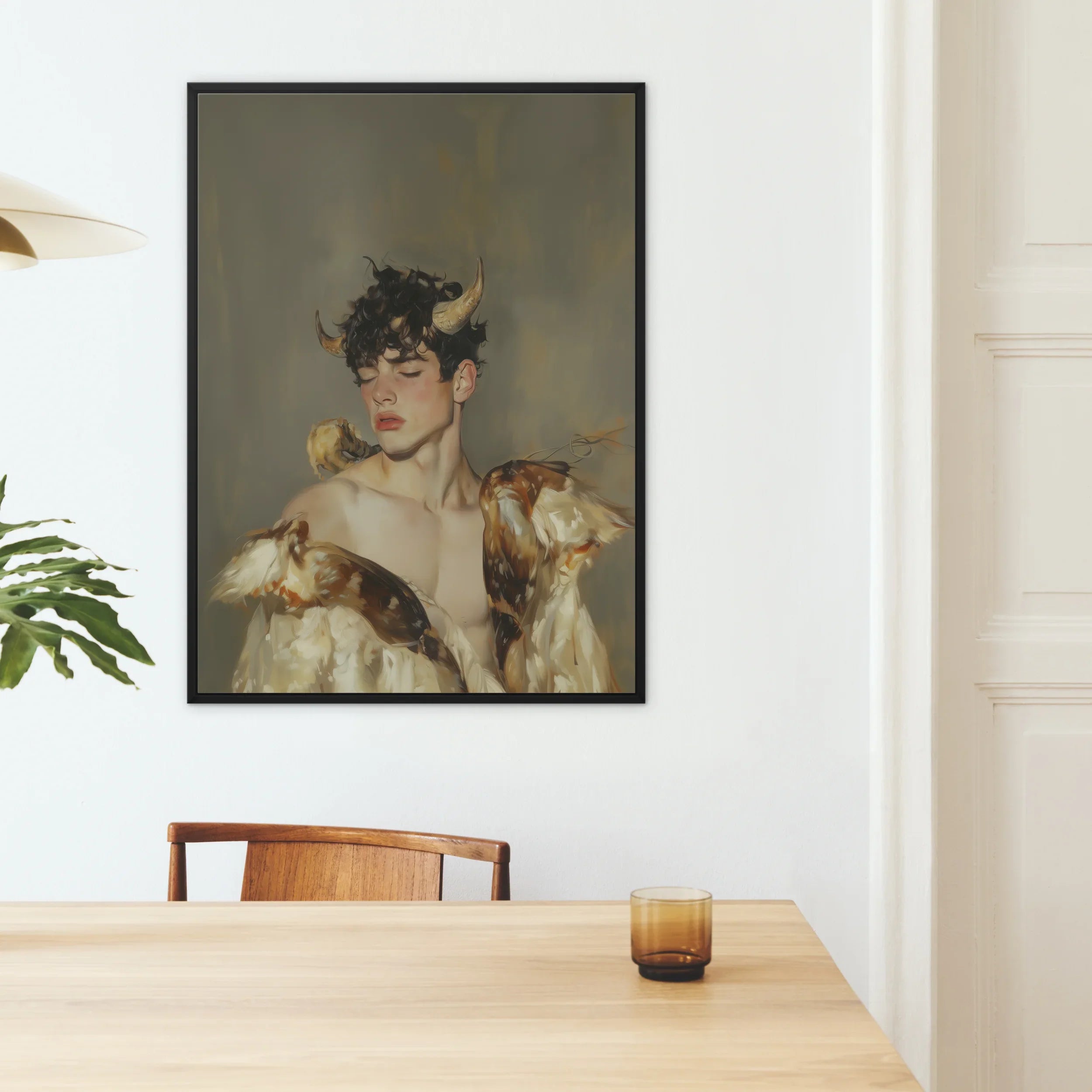 Aamon - Grand Marquis of Hell Framed Canvas, Framed Painting Horned Man