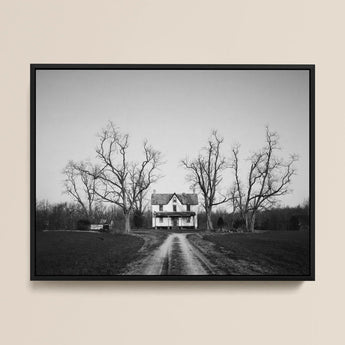 Abandoned Home in Rural Maryland - Carol M. Highsmith Art Print / Canvas Black-framed Black-and-white Photograph Farmhouse Bare Trees