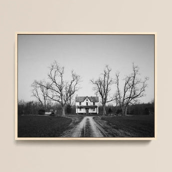 Abandoned Home in Rural Maryland - Carol M. Highsmith Art Print / Canvas Black-and-white Framed Photograph Farmhouse Bare Trees Set
