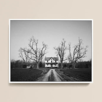 Abandoned Home in Rural Maryland - Carol M. Highsmith Art Print / Canvas Black-and-white Framed Photograph Two-story Farmhouse Bare Trees