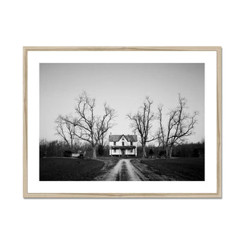 Abandoned Home in Rural Maryland - Carol M. Highsmith Art Print, Framed Black White Photograph Isolated Farmhouse Bare Trees