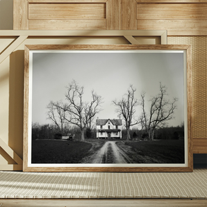 Abandoned Home in Rural Maryland - Carol M. Highsmith Art Print, Framed Black White Photograph Isolated Farmhouse