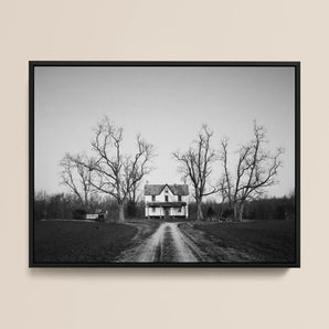 Abandoned Home in Rural Maryland - Carol M. Highsmith Framed Canvas, 16x12’’ / 41x31cm / Black Floating Frame, Framed Black White