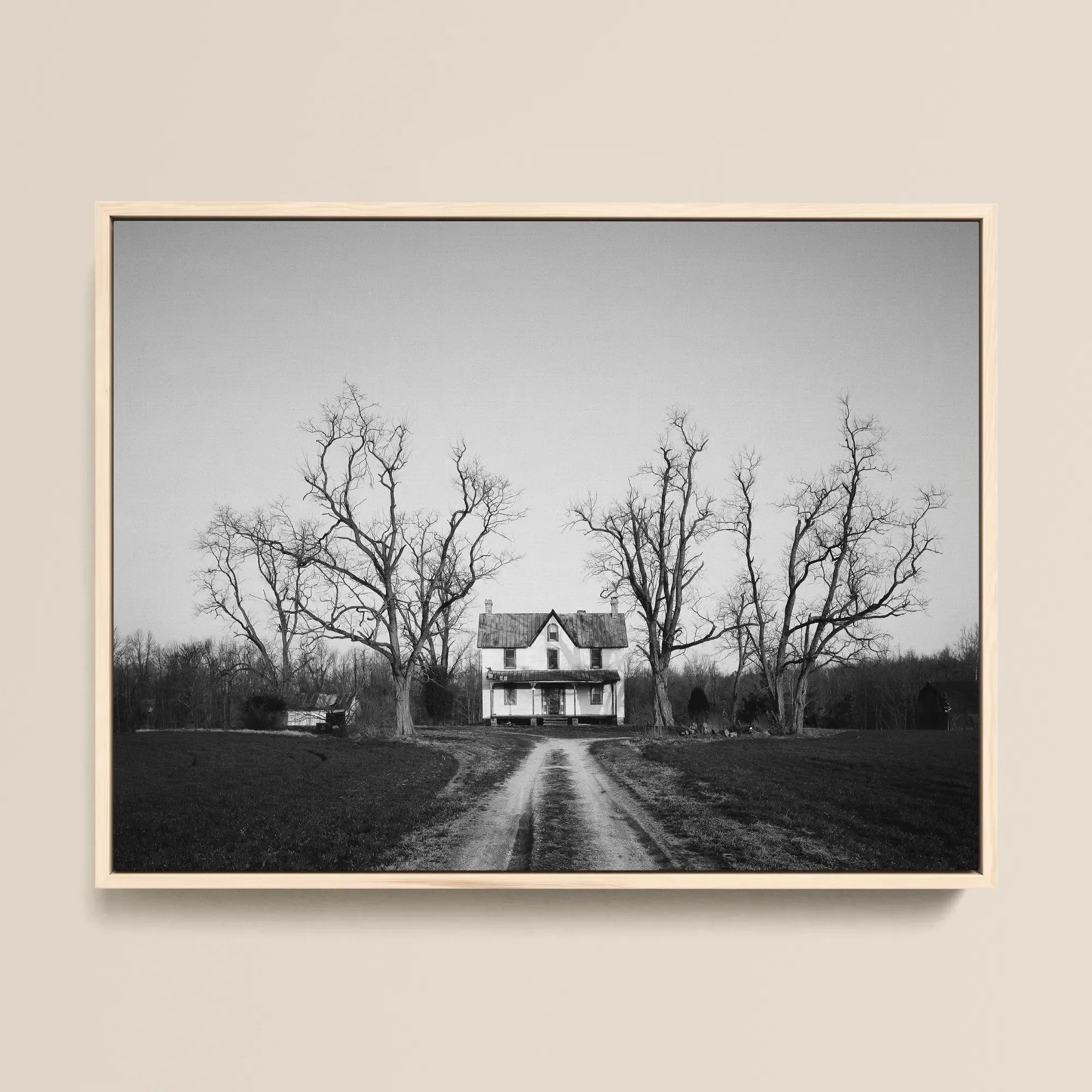 Abandoned Home in Rural Maryland - Carol M. Highsmith Framed Canvas, 16x12’’ / 41x31cm / Natural Floating Frame, Framed Black White