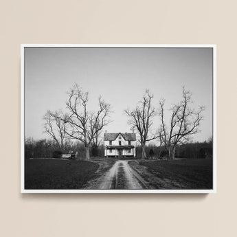 Abandoned Home in Rural Maryland - Carol M. Highsmith Framed Canvas, 16x12’’ / 41x31cm / White Floating Frame, Framed Black White