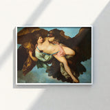 Framed Classical Painting Nude Figure Drapery Dark Wings Ganymede Seizes Trojan, Myth, Eagle Sovereign, Cerulean Sky Opening, Pale