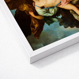 Framed Reproduction Classical Painting Draped Fabric Rich Gold Ganymede Seizes Trojan, Myth, Dark Eagle Sovereign, Cerulean Sky Opening,