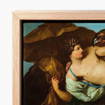 Light Wood-framed Canvas Print Classical Painting Nude Figure Ganymede Seizes Trojan, Myth, Dark Eagle Sovereign, Cerulean Sky Opening,