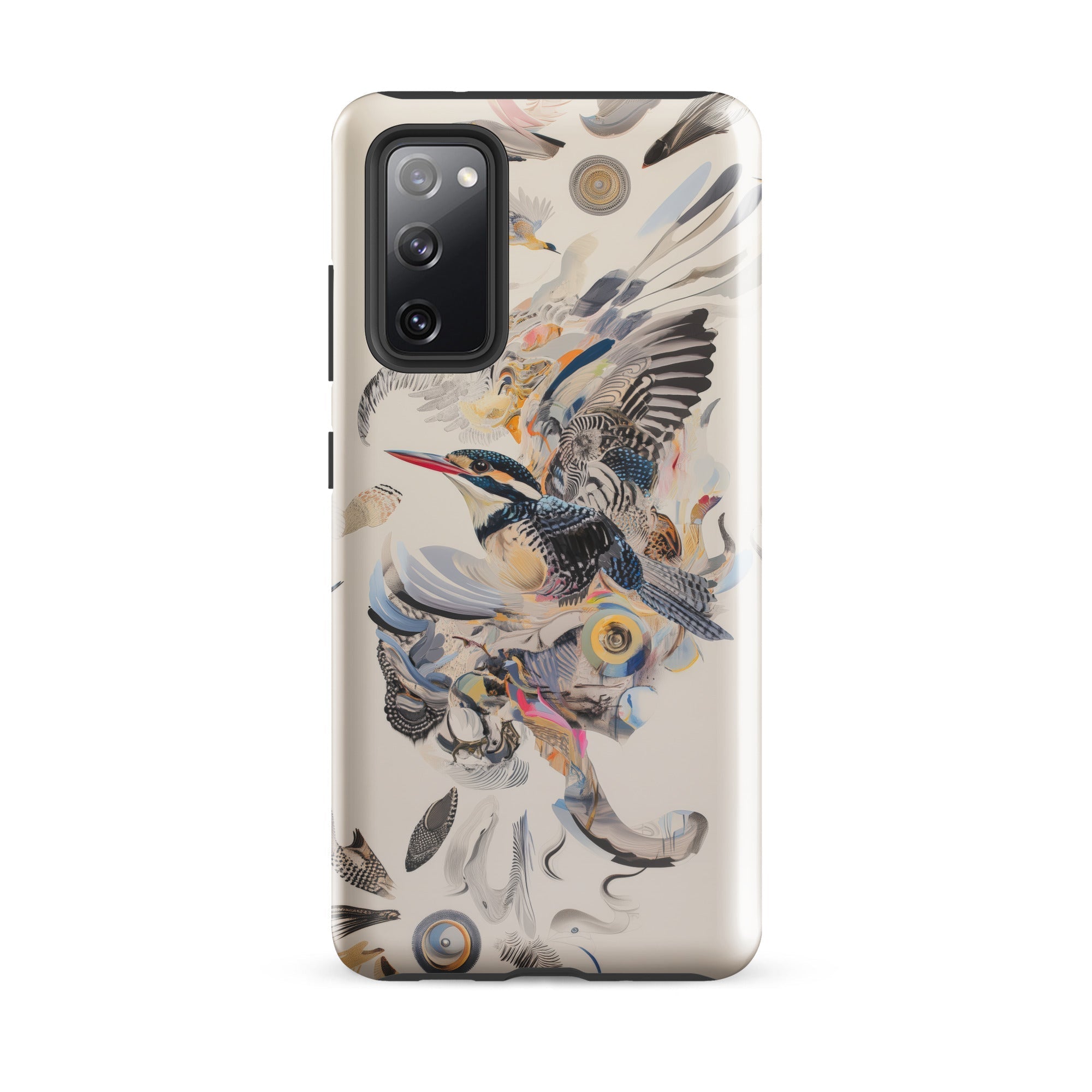Above & Beyond Surreal Kingfisher Art Samsung Case, Galaxy S20 Fe / Gloss, Phone Case Vibrant Bird Feather Design