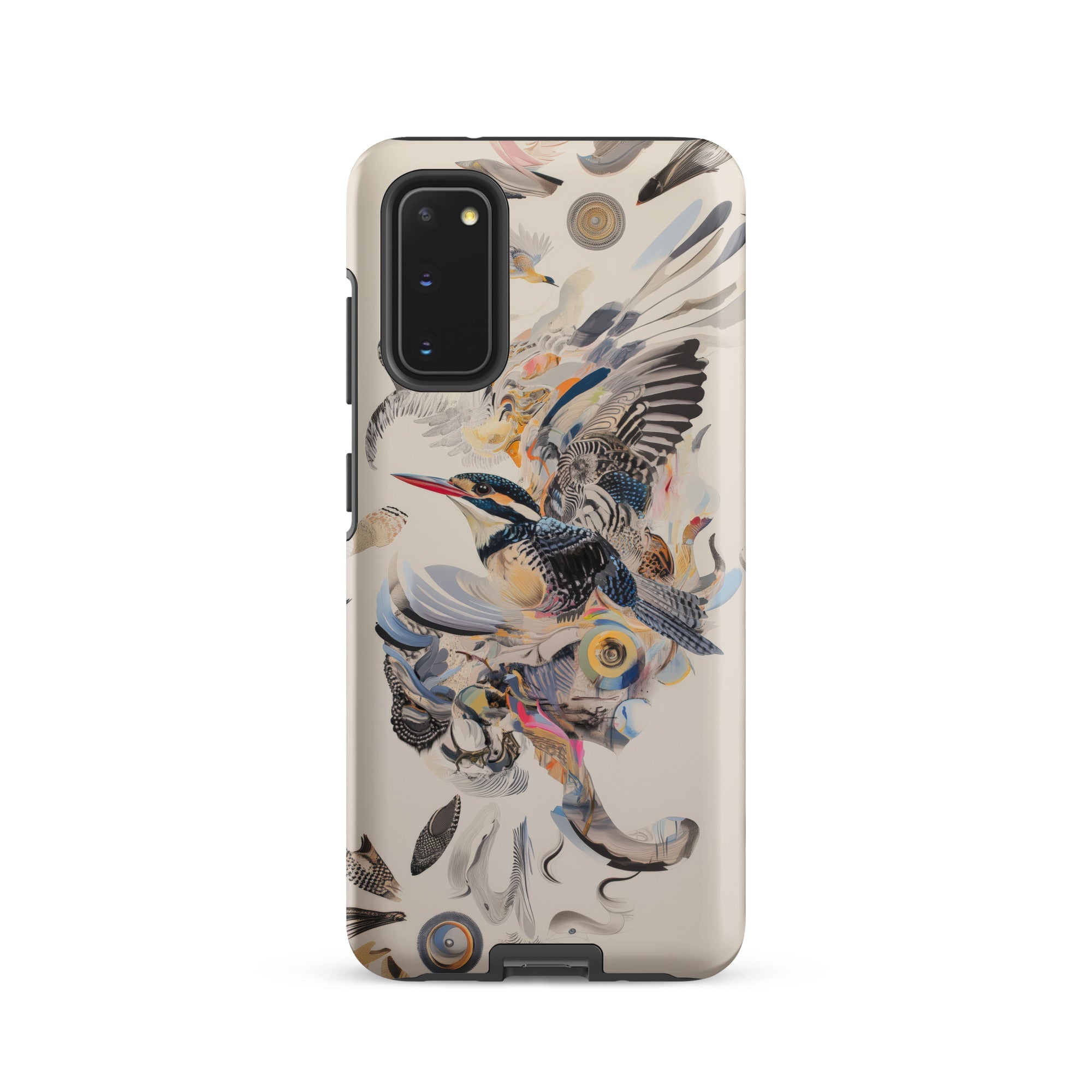 Above & Beyond Surreal Kingfisher Art Samsung Case, Galaxy S20 / Matte, Phone Case Vibrant Bird Floral Pattern