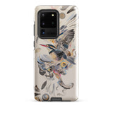 Above & Beyond - Surreal Kingfisher Art Samsung Case, Galaxy S20 Ultra / Gloss, White Smartphone Case Colorful Bird Feather Design