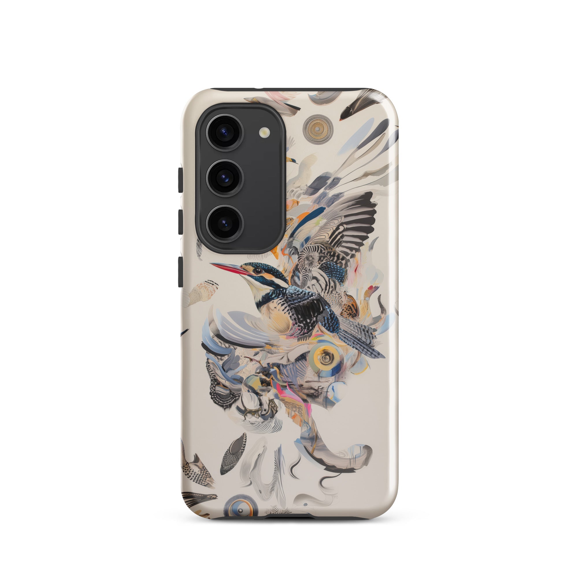 Above & Beyond Surreal Kingfisher Art Samsung Case, Galaxy S23 / Gloss, Smartphone Light Colored Case Detailed Artistic Illustration Bird