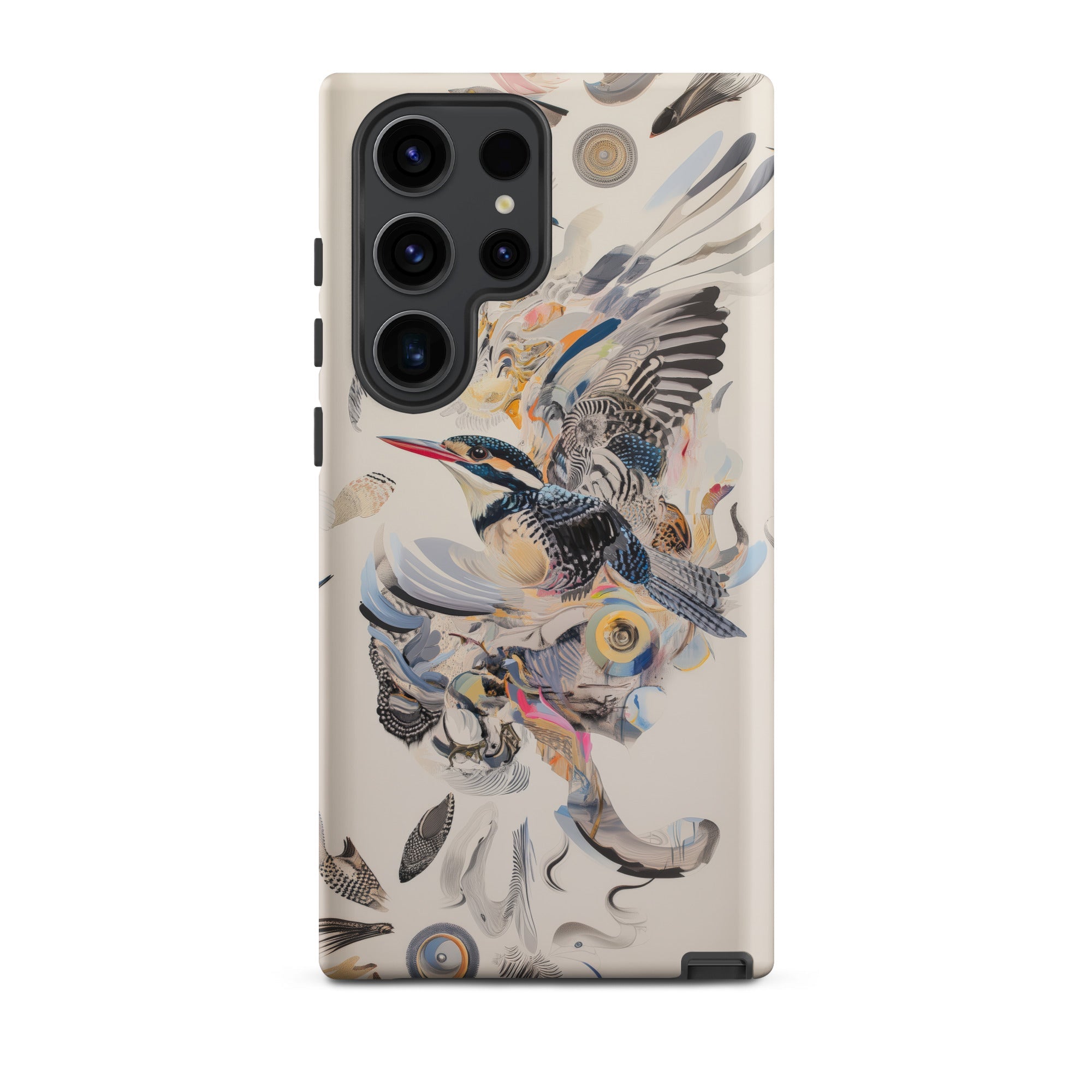Above & Beyond Surreal Kingfisher Art Samsung Case, Galaxy S23 Ultra / Matte, White Smartphone Colorful Bird Design