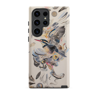 Above & Beyond - Surreal Kingfisher Art Samsung Case, Galaxy S23 Ultra / Matte, White Smartphone Colorful Bird Design