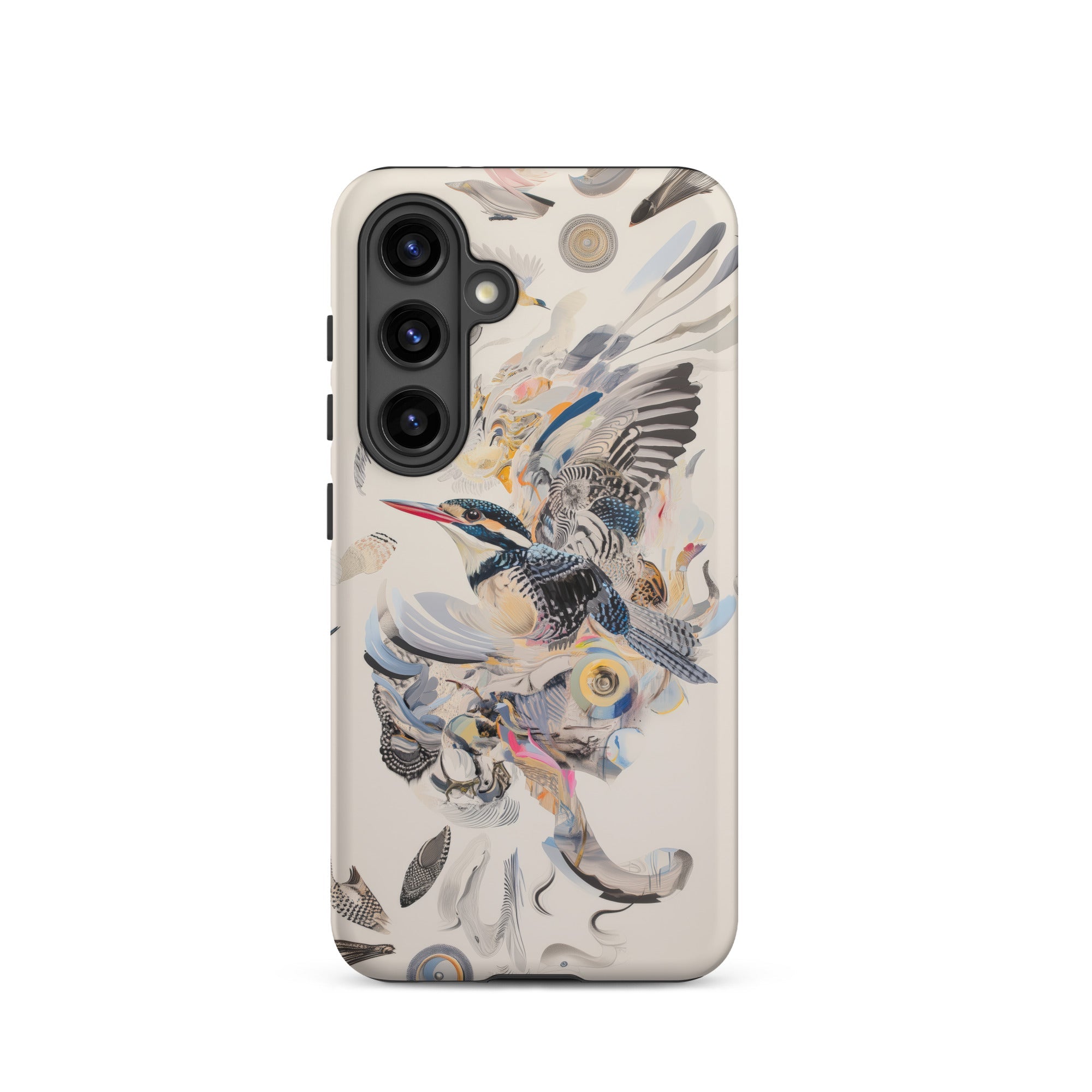 Above & Beyond Surreal Kingfisher Art Samsung Case, Galaxy S24 / Matte, White Smartphone Case Colorful Kingfisher Abstract Design
