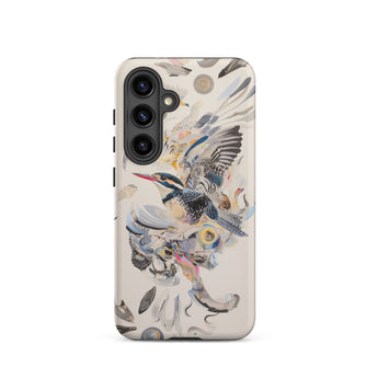 Above & Beyond - Surreal Kingfisher Art Samsung Case, Galaxy S24 / Matte, White Smartphone Case Colorful Kingfisher Abstract Design